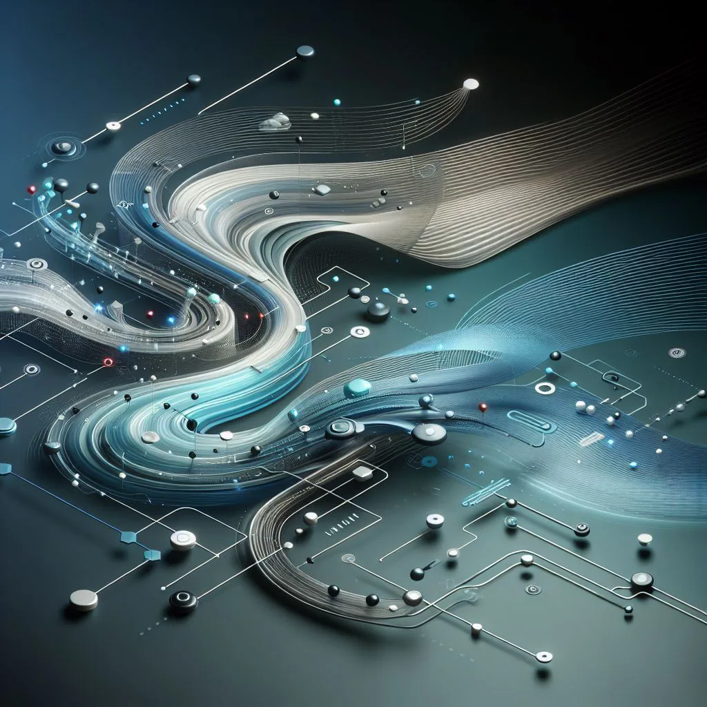 Abstract modern smooth digital artwork representing automated communication and approval processes